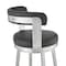 Armen Living Kobe 30" Bar Height Swivel Bar Stool in Brushed Stainless Steel Finish and Black Faux Leather 721535761791 - alternate 9